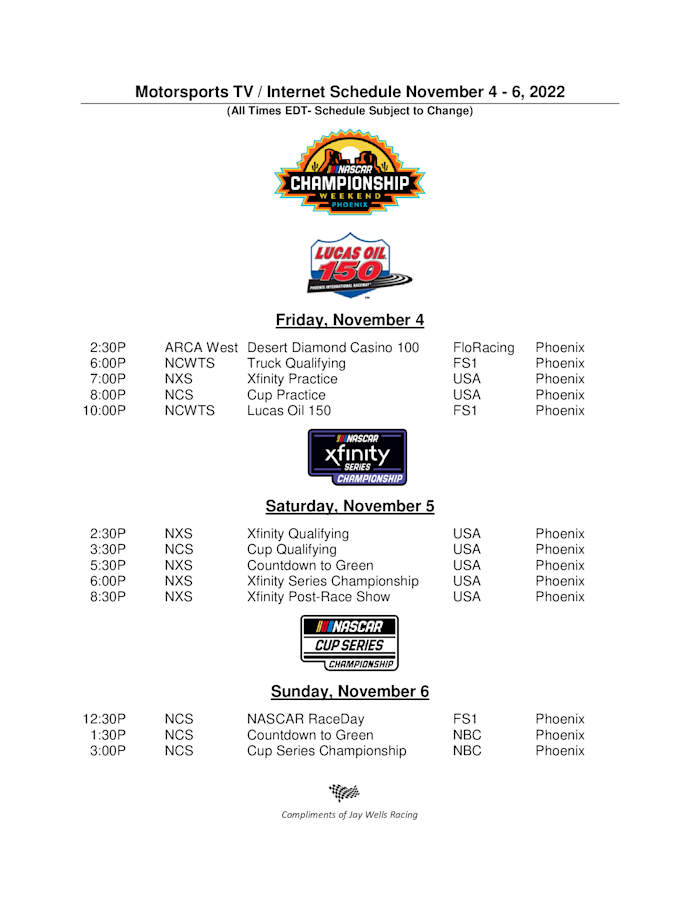 22Motorsports-TV-Schedule-November-4-6-SCHEDULE